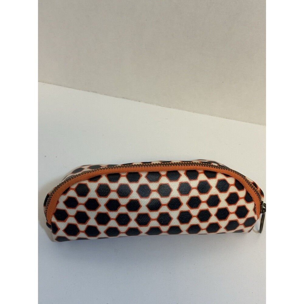 J.Crew’s Eyeglass Case Orange and Navy Geometric Print Pre-Owned Good Condition